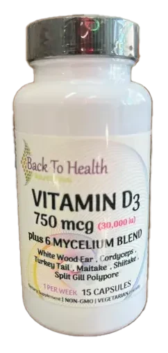 Vitamin D3 750mcg + 6 Mycelium Blend 15 count